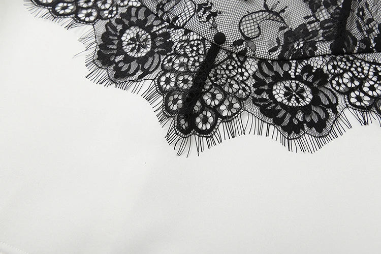 Lace Patchwork Mini Dress With Contrast Details