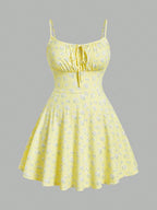 Fashion Floral Sleeveless Thin Strap Camisole Dress