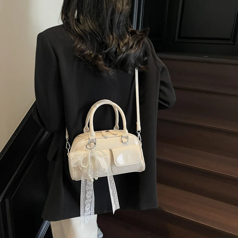 Minimalist PU Leather Crossbody With Pocket Design For Women Mini Square Shoulder Style