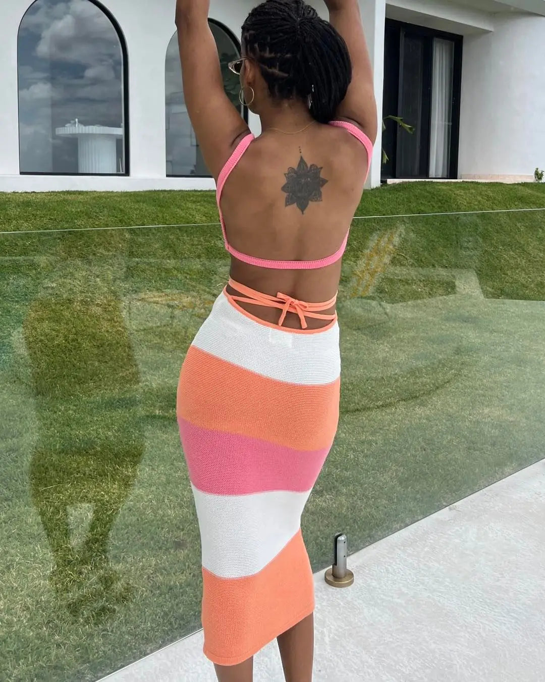 Backless Knit Maxi Dress With Straps