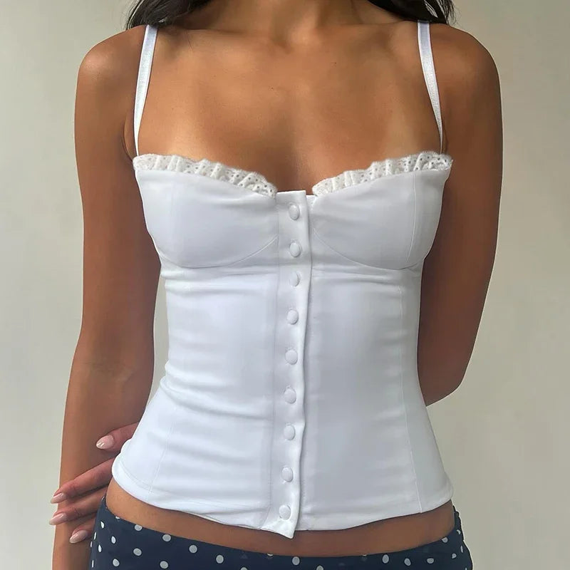 Lace Patchwork Cropped Camisole With Cinched Waist Slender Ruched Top
