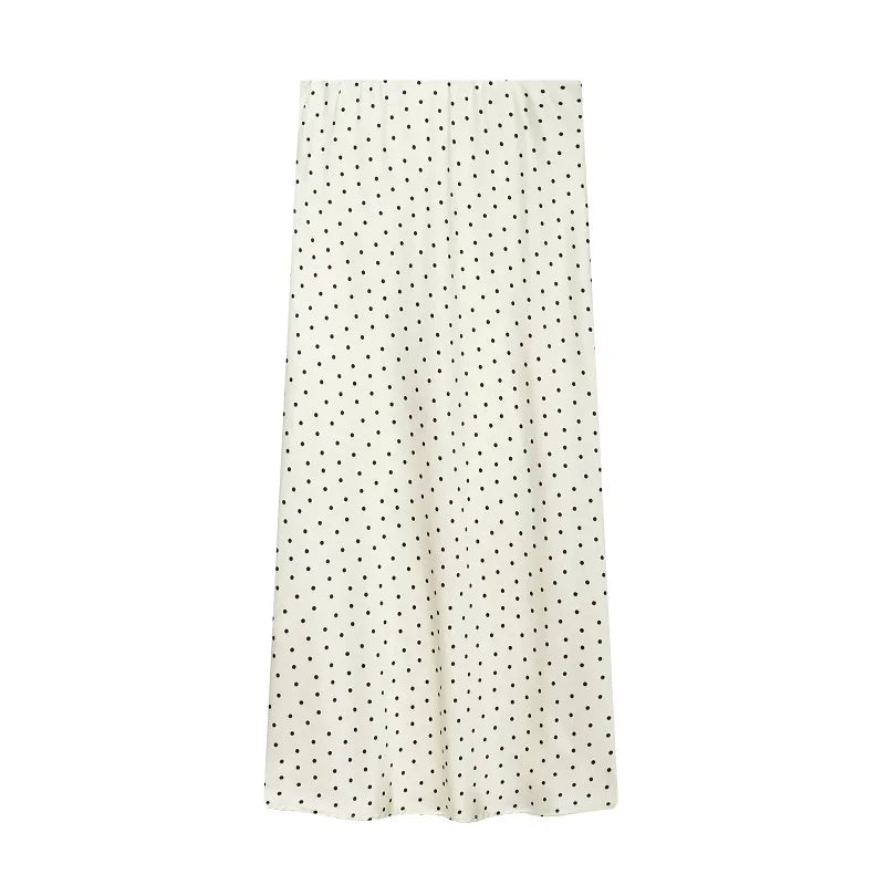 Satin High Waist Midi Skirt With Flair
