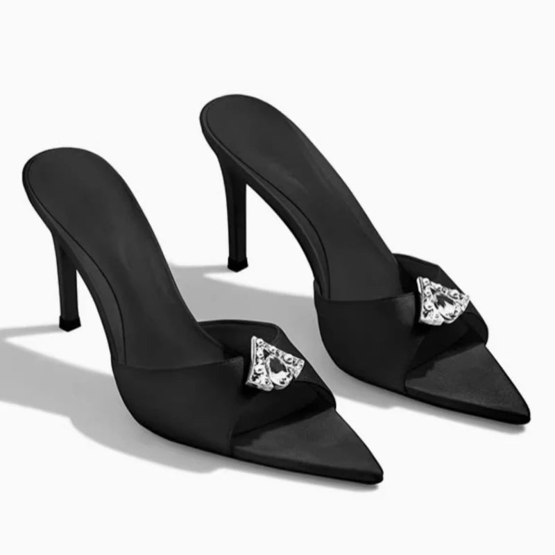 Elegant Crystal Pointed Toe Slippers