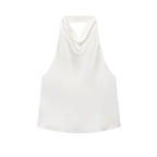 Elegant Satin Backless Halter Top For Women Off Shoulder