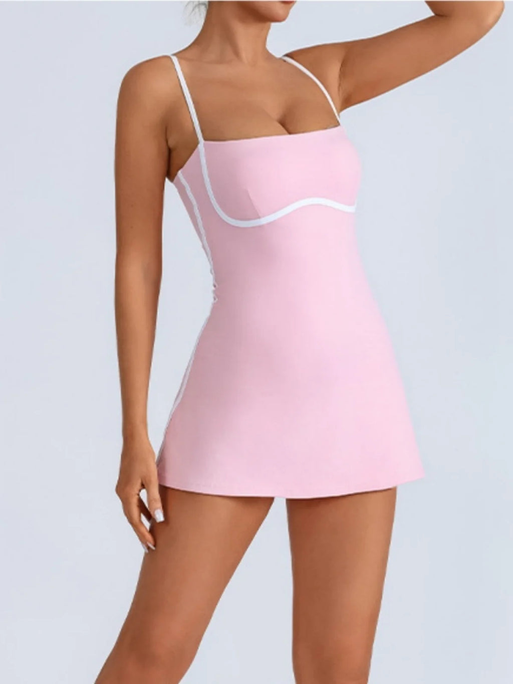 Women's Tennis Sleeveless Contrast Workout Yoga Build in Shorts Fashion Tight Fitting Skirts Suit