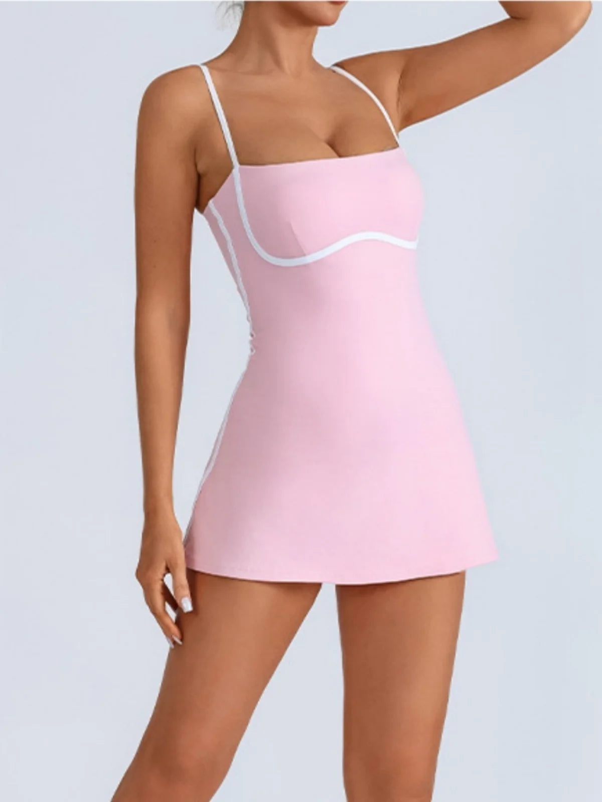 Women's Tennis Sleeveless Contrast Workout Yoga Build in Shorts Fashion Tight Fitting Skirts Suit