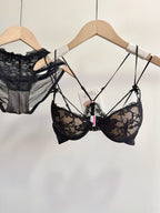 Lace Front Closure Lingerie Set For Women Wirefree Push Up Bra Delicate Straps Lightweight Comfort