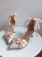 Sweet Lolita Heels With Pointed Toe For Tea Party Wedding Fairy Style High Heel Shoes