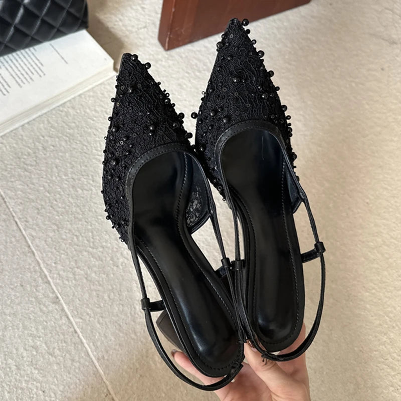 Chic Pointed Toe Slingback Pumps With Breathable Mesh