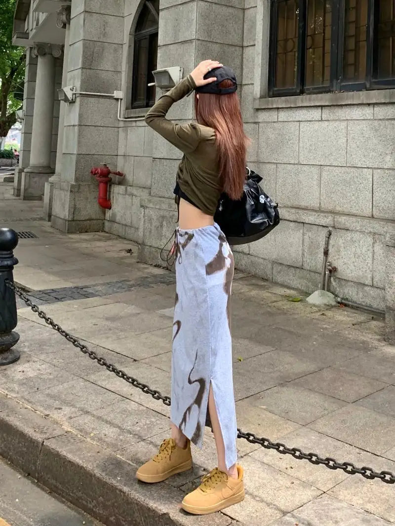 Moody Vintage Streetwear Grunge High Waist Skirt With Lace Up Detailing And Modern Vibe
