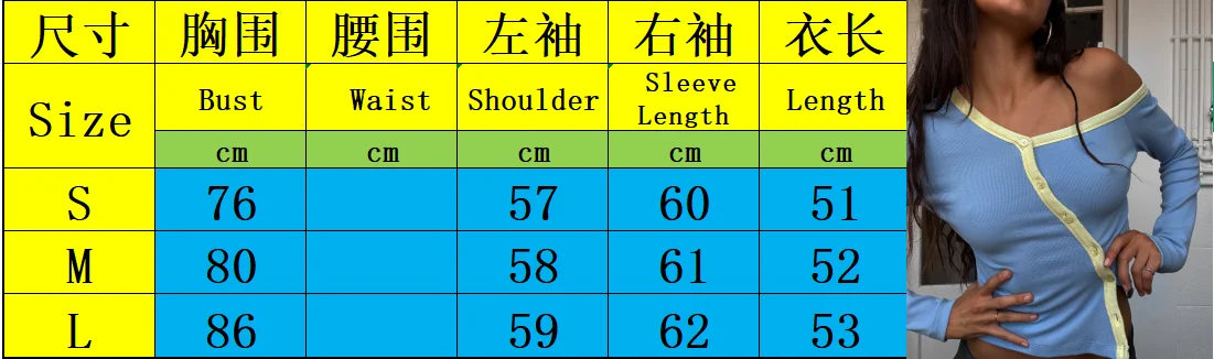 Long Sleeve Top With Irregular Button Closure And Contrast Color