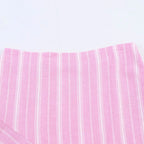 Pink Stripe Shirt Set With Pleated Long Skirt Elegant Two Piece Suit