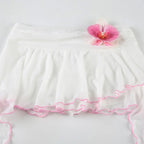 Irregular Mesh Ruffle Edge Low Waist Short Skirt