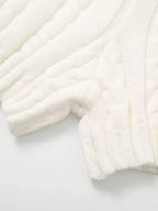 Sexy Vintage Hooded Knitted Long Sleeve Set