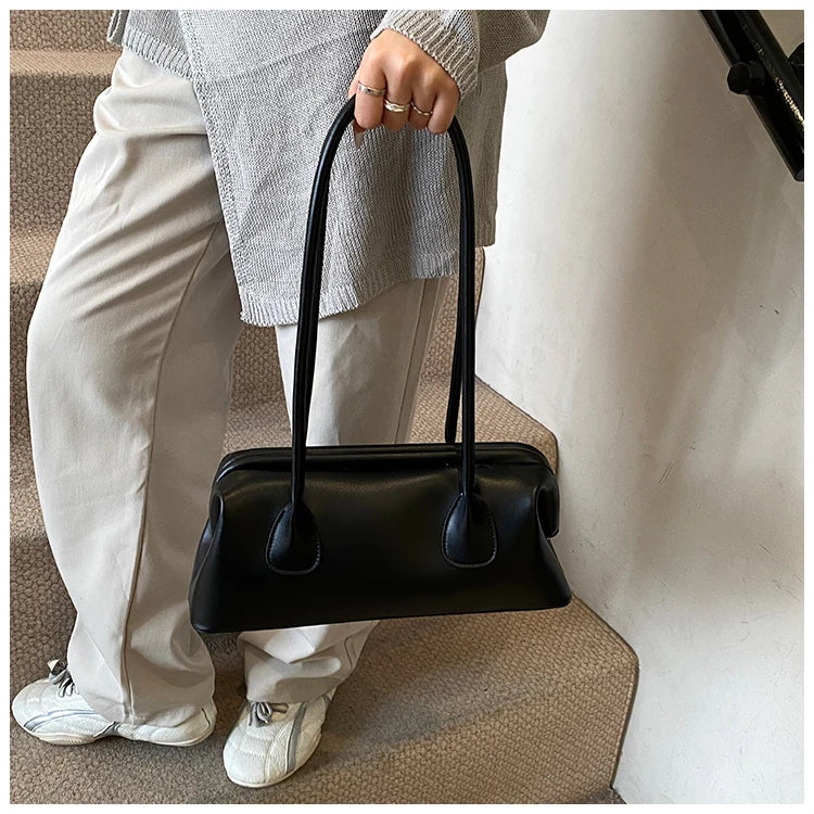 Underarm Bag Solid Color PU Shoulder Handbag