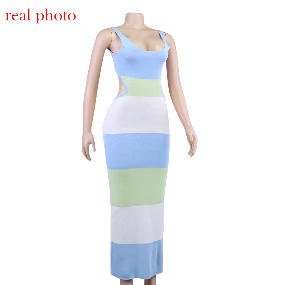 Backless Knit Maxi Dress With Straps