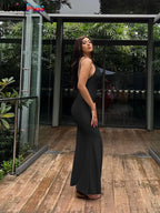 Coquette Backless V-Neck Evening Maxi Dress With Mermaid Silhouette