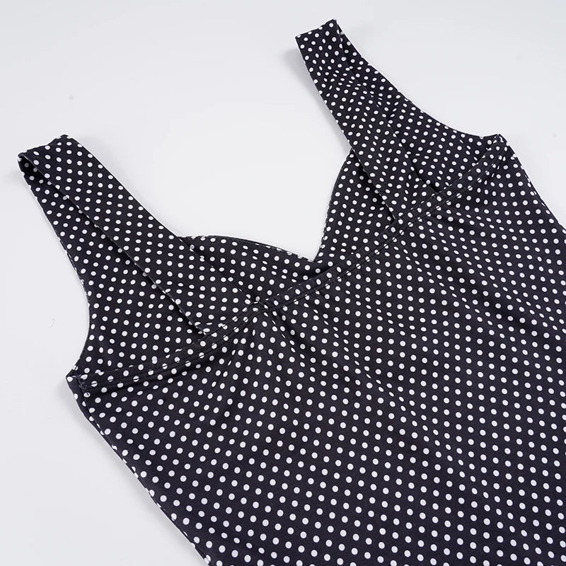 Sexy Coquette Polka Dot Print Low Cut For Women Sleeveless Mini Dress