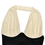 Halter Backless Patchwork Crop Top Sleeveless Cinched Waist