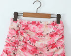 Boho Floral Print 2 Pieces Skirts Set Holiday Summer Women Sexy Backless Halter Top + Mini Skirt