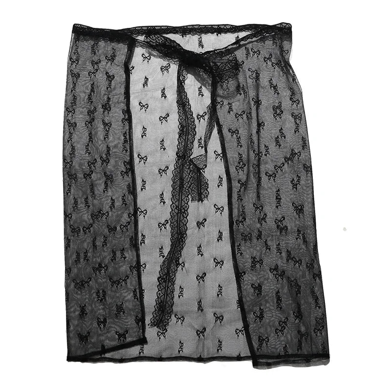 Lace Layered Gauze Skirt With Wrap Style Spicy Girl Streetwear Look For Bold Everyday Chic