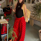 Polka Dot Wide Leg Pants For Women With Elastic Waist Trousers