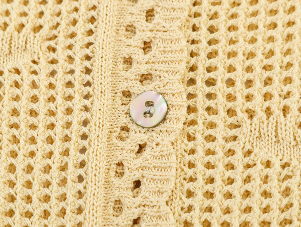 Women Knitted Fashion Short Sleeved Cardigan Top Single Breasted