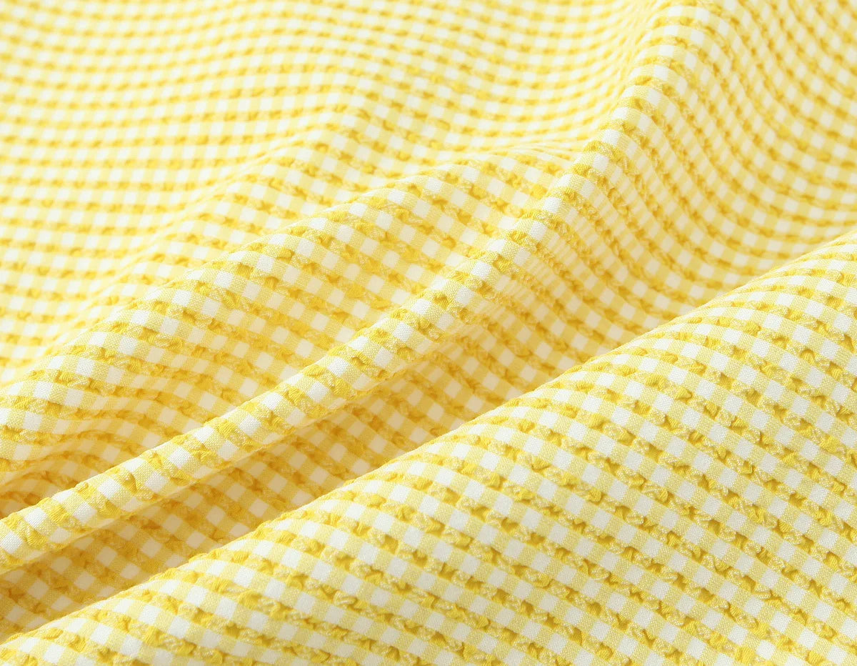 Gingham Bow Mini Dress With Square Neck High Waist Bodycon