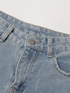 Floral Design Sense Casual Denim Trousers For Women High Waist Spliced Button  Loose Wide Leg Pants