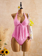 Lace Backless Bikini Set For Women Two Piece Beachwear Summer Swimwear