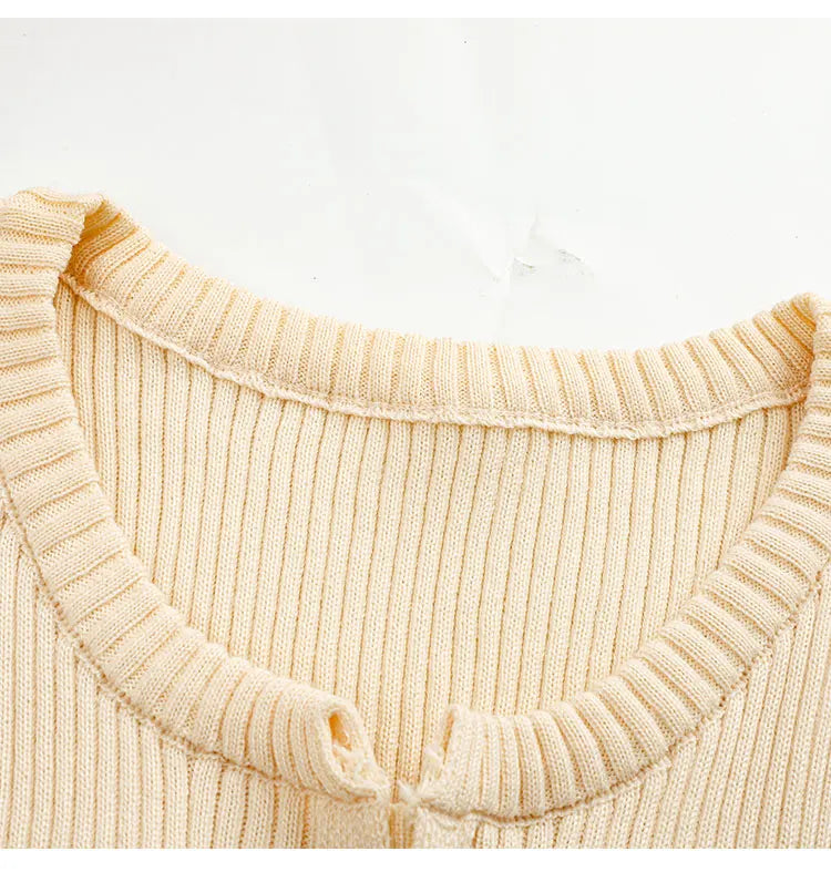 Apricot Knit Tee With Vintage Nineties Aesthetic Long Sleeve Striped Top For Cozy Layering