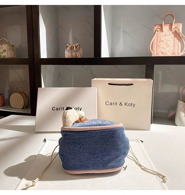 Cute Denim Embroidered Hobo Bag With Textured Finish