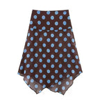 Blue Polka Dot Two Piece Set With Halter Top And Midi Skirt