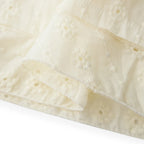 Ruffles Hem Babydoll A-line Dress Vintage Eyelet Mini Dress