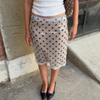 Vintage Polka Dot Glitter High Waist Skirt With Sequin Shine And Glam