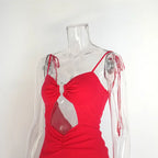 Sultry Lace Up Backless Dress With Ruffles And Irregular Wrap Hem