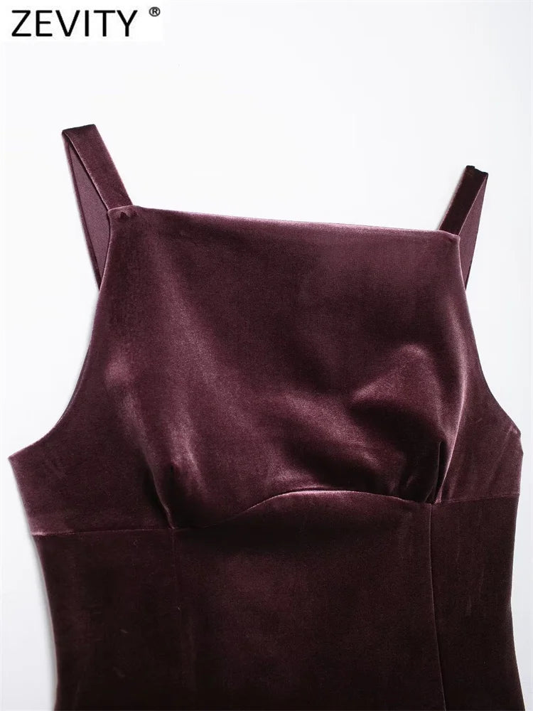 Velvet Spaghetti Strap Bow Back Blouse For Women Elegant Evening Top With Slim Tailored Fit