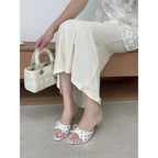 Silk Polka Dot Butterfly Knot Heels