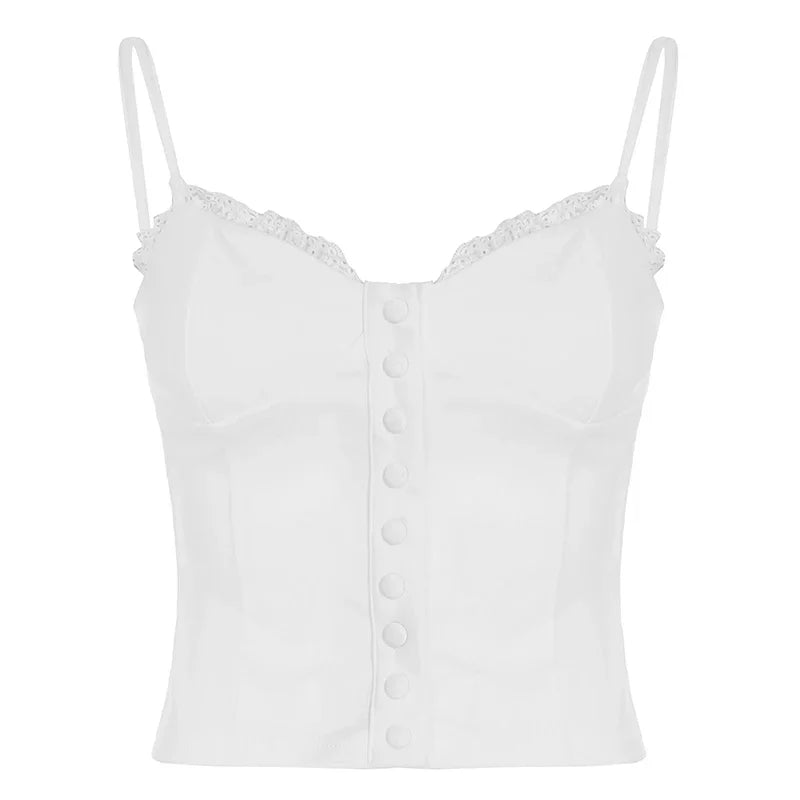 Lace Patchwork Cropped Camisole With Cinched Waist Slender Ruched Top
