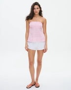 Strapless Peplum Top With Ruffle Hem Bandeau Backless