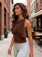 Women's Ruched O-Neck Top