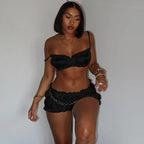 Pleated Shorts Set With Strappy Crop Top