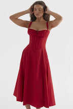 Spaghetti Strap Maxi Dress With Wrap Bow Lace Up Front Elegant Long Gown