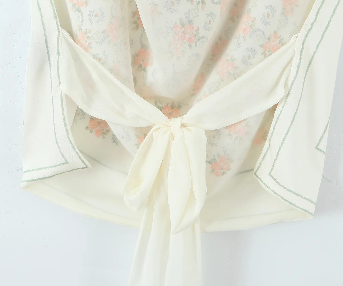 Floral Smocked Backless Halter Blouse Chic Top