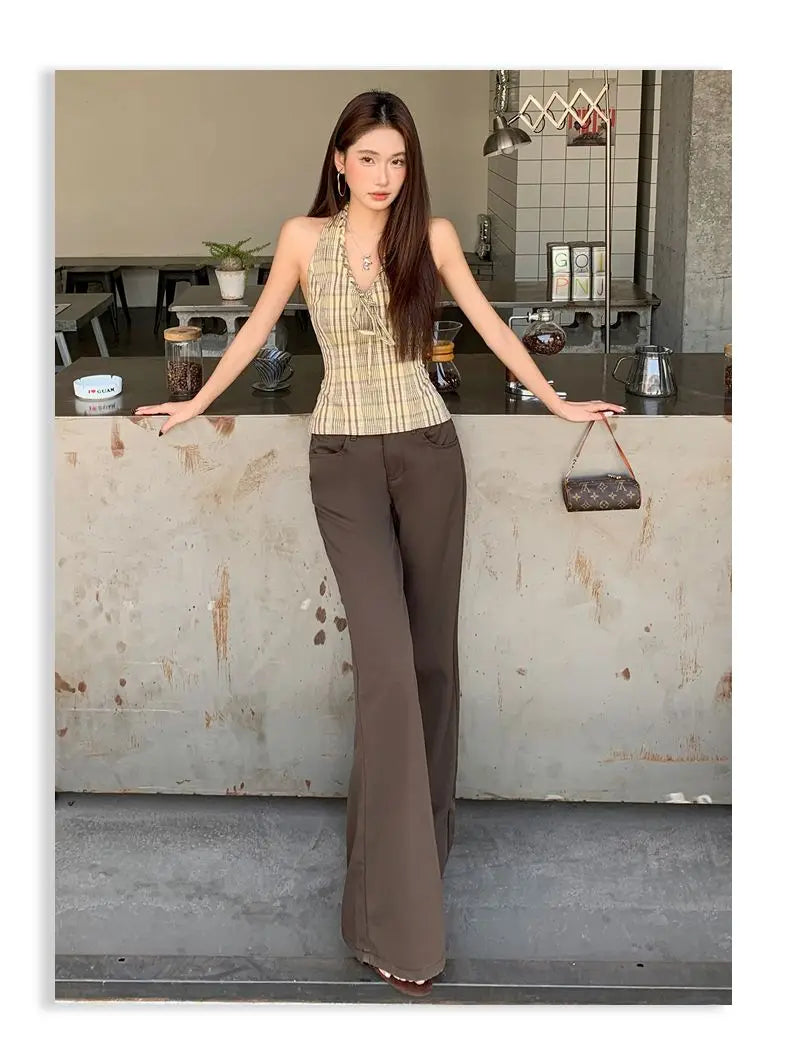Antiwrinkle Flare Pants With Slimming Comfort Low Waisted