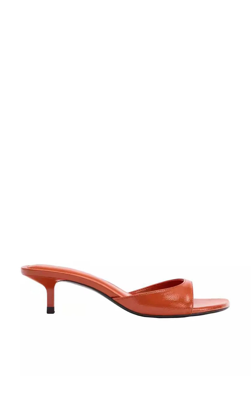 Leather Gladiator Sandals With Square Toe Low Heel