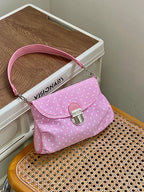 Contrast Color Star Print Crossbody Bag for Women Lightweight Shoulder Purse With Buckle