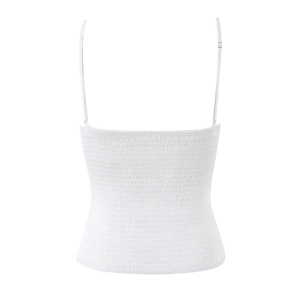 Sleek Backless V Neck Bow Crop Camisole Top