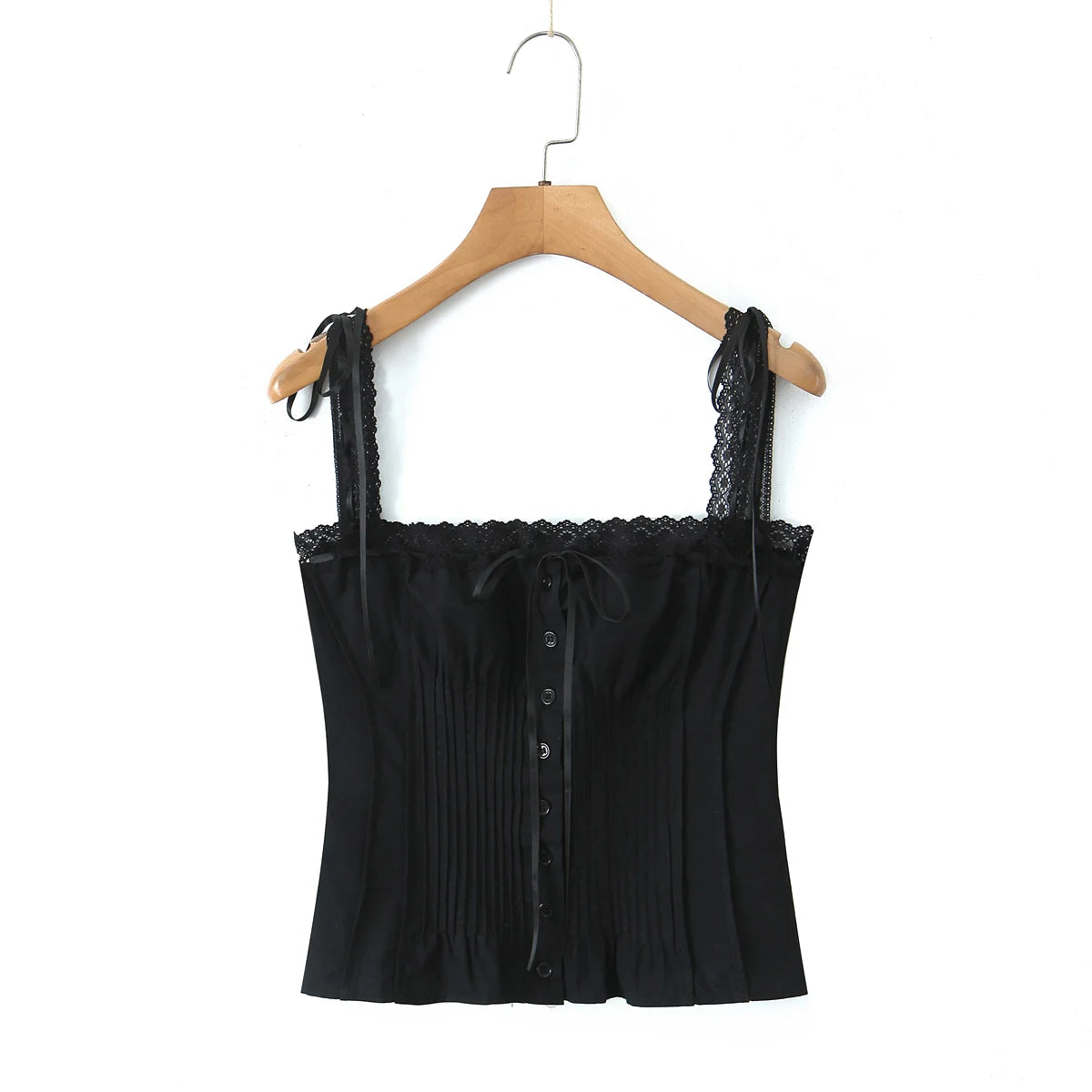 Golden Lace Ribbon Bow Corset Crop Top
