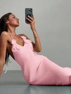 Women Knit Spaghetti Strap Sleeveless